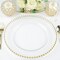 8 pc 12" GLASS CHARGER PLATES Gold Beaded Rim Wedding Party Catering Table